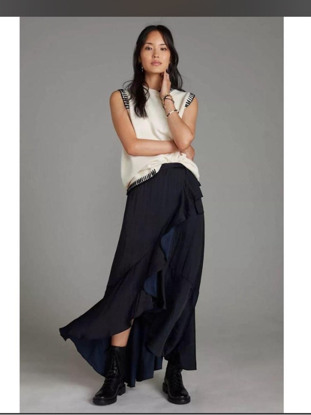 Anthropologie Maeve Ruffle Wrap Midi Skirt